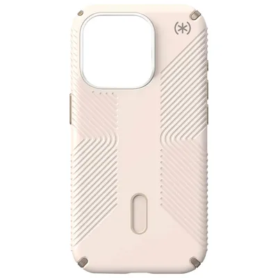 Image de Speck, coque Presidio2 Grip MagSafe pour iPhone 15 Pro, résistante aux chocs jusqu'à 3,9 m, beige