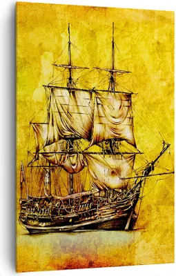 Produktbild von Bild auf Leinwand - Leinwandbild - Einteilig - Piratenschiff Ozean Schatz - 80x120cm - Wand Bild - Wanddeko - Wandbilder - Leinwanddruck - Wanddekoration - Leinwand bilder - Wandbild - PA80x120-0523
