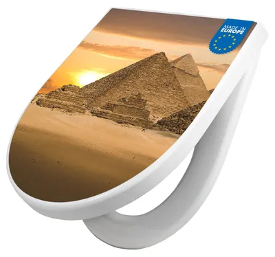 Produktbild von WC Sitz mit Absenkautomatik D Form Motiv Pyramiden [TDW3 10167]