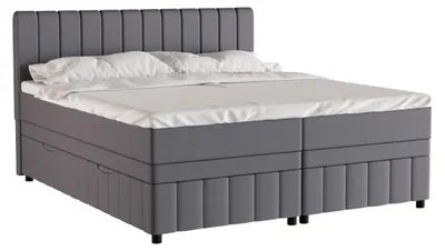 Produktbild von Boxspringbett Doppelbett 180x200, Grau, AVALON, mit Bettkästen, mit Matratze, mit Topper, Panda Möbel