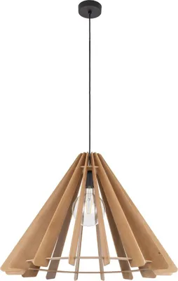 Produktbild von Hängelampe Metall Holz Ø 64 cm H: max. 180 cm Schwarz Natur E27 rund Modern