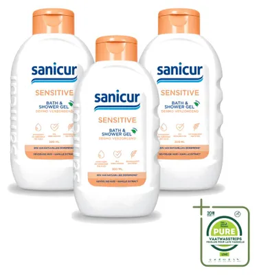 Obrázok produktu pre 3 balenia gélu na umývanie tela a sprchy Sanicur Sensitive - 300 ml - veľké balenie - 3 kusy
