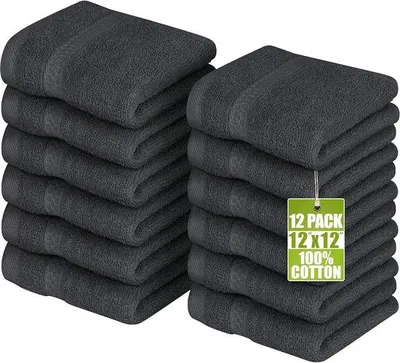 Produktbild von Famanu Waschlappen Set 12 Stück, 30 x 30 cm, flauschige Baumwolle, grau
