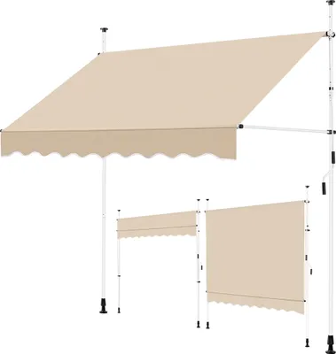 Produktbild von Yaheetech Balkonmarkise mit Handkurbel 250 cm L, Klemmmarkise Sonnenschutz ohne Bohren Sonnenmarkise höhenverstellbar, Beige