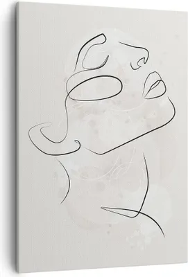 Produktbild von Bild auf Leinwand - Leinwandbild - Einteilig - Gesicht Linie Skizze - 50x70cm - Wand Bild - Wanddeko - Wandbilder - Leinwanddruck - Wanddekoration - Leinwand bilder - Wandbild - PA50x70-5031