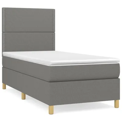Obrázek produktu pro vidaXL Postel Boxspring s matrací Dark Grey 100x200 cm Látka