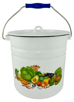 Produktbild von Gemüse Emaille Weiss Eimer Wassereimer 12 Liter ca 25cm Durchmesser Retro Nostalgie Geschirr
