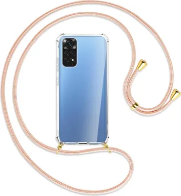 Produktbild von Handykette Backcover-Schutzhülle mit Band (Metall goldfarben) für Xiaomi Redmi Note 11S 4G - rose peach