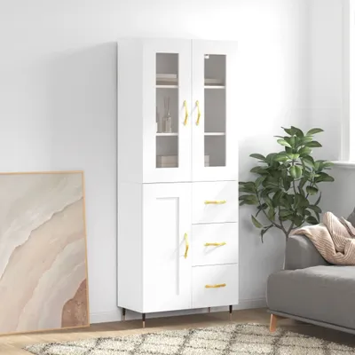 Productafbeelding van vidaXL Hoge kast, wit, 69,5 x 34 x 180 cm, houtvezel