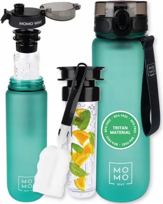 Produktbild von Turnflasche 1000 Ml Mit Messbecher Und Fruchtsieb Tritan Bpa-Frei