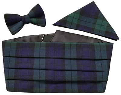 Productafbeelding van Tartan-set met ceintuur, vlinderdas en zakdoek