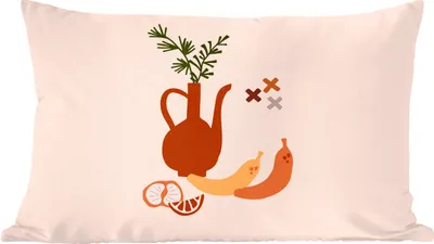 Produktbild von MuchoWow® Zierkissen Sofakissen Wohnzimmer Dekokissen 60x40 cm Krug - Obst - Pastell - Kopfkissen - Polster mit Foto