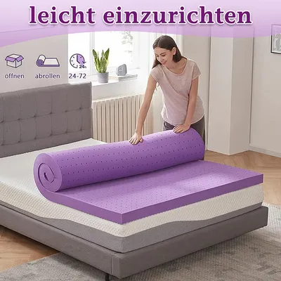 Produktbild von WENTA Matratzentopper 140x200cm, H2 weich Topper Gel Memory Schaum, 7.5 cm hoch, Rutschfest, Ergonomisch für Boxspringbett, Schlafsofa, Wohnwage