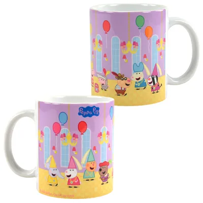 Produktbild von Peppa Wutz Tasse - Festsaal Kaffeetasse Becher Kinder Kindertasse Lila aus Keramik 320 ml