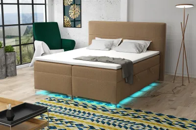 Produktbild von Boxspringbett Schlafzimmerbett CANELA 180x200cm Stoff Monolith inkl.Bettkasten