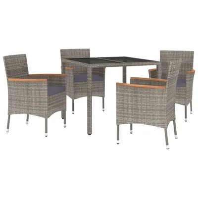 Produktbild von vidaXL 5-tlg. Garten-Essgruppe mit Kissen Grau Poly Rattan