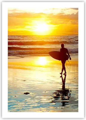 Produktbild von Poster - Poster ohne Rahmen - Surfer sonnenuntergang ozean brett - 50x70 cm - Wand Bild - Wanddeko - Wandbilder - Kunstposter - Wandposter - Bilder - Kunstdruck - Wandbild - P2XPA50x70-2792