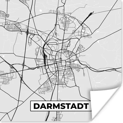 Produktbild von MuchoWow® Poster Karte - Deutschland - Darmstadt - Karte - Stadtplan 50x50 cm - Wohnzimmerdekoration
