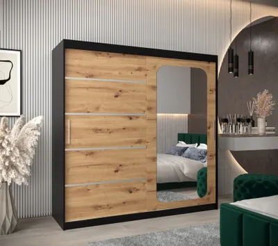 Obrázek produktu pro Zrcadlová skříň DONICELA 3 - 200 cm, černá / artisan