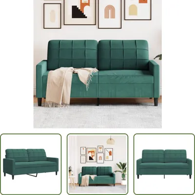 Zdjęcie produktu dla The Living Store sofa 2-osobowa ciemnozielona 140 cm aksamitna