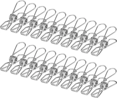 Produktbild von Wäscheklammern Edelstahl,100 Stück Edelstahl Wäscheleine Klammern für Handtuch, Kleidung, Socken-Silber