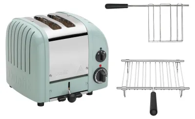 Produktbild von Dualit Toaster Paket 2, 2er Toaster mit Brötchenaufsatz und Sandwichzange Eukalyptus