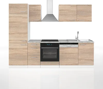Produktbild von Vicco Küchenzeile Optima, 270 cm ohne Arbeitsplatte, Sonoma/Weiß