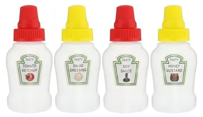 4 Mini-Knijpflaschen 23 ml – nachfüllbare Gewürzbehälter aus Kunststoff