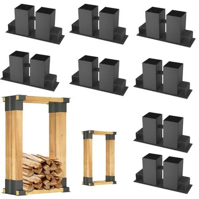 Productafbeelding van NAIZY, 8-delig houtsnipperopslagssysteem, individueel instelbare lengte en hoogte, houdt hout van de grond, geschikt voor kelder, garage, terras