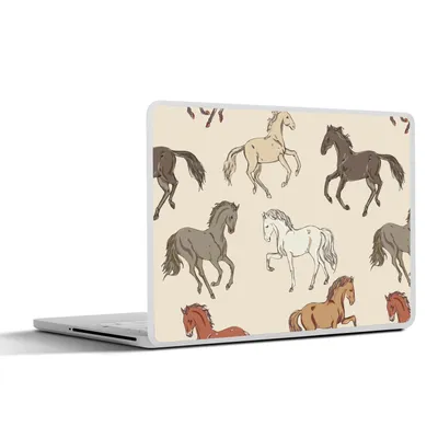 Produktbild von MuchoWow® Laptop Aufkleber Sticker Cover Pferde - Rosa - Grau - Mädchen - Kinder - Mädchen 32.5x23.5 cm - Sticker für Laptop - Selbstklebend