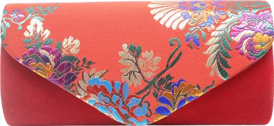 Image de Vintage fleur broderie embrayage mariage sac de bal mariée femmes crossbody sac à main de soirée avec sangle amovible