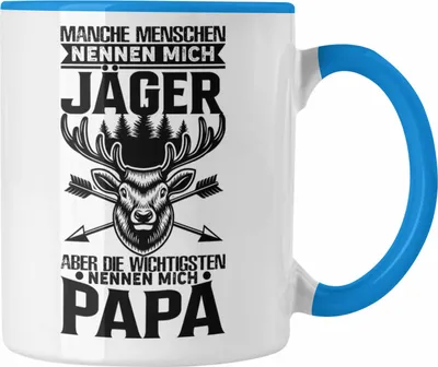Produktbild von Trendation - Jäger Papa Vater Geschenke für Männer Tasse Geschenkidee Vatertag (Blau)