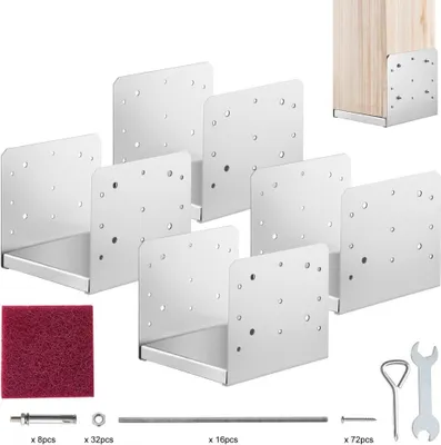 Obrázok produktu pre 4 kusy 203,2 x 203,2 mm základňa pre kotvenie betónových stĺpikov - Nastaviteľný držiak stĺpika