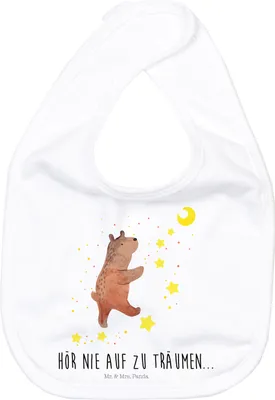 Produktbild von Mr. & Mrs. Panda Schlabberlätzchen Bär Träume - Weiß - Geschenk, Spucklätzchen, Lätzchen Baumwolle, Sabber, Für Babys, Träumen, Schlabberlatz, Teddy, Traumdeutung, Traum