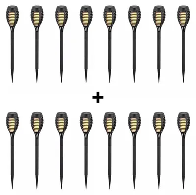 Produktbild von hoftronic LED Gartenfackeln 16er Set 1W 2200K IP44 Schwarz Solar