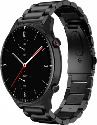 Produktbild von Strap-it Stahlarmband - Kompatibel mit Amazfit GTR 2 Armband Ersatzarmband Edelstahl - Gliederarmband mit Faltschließe - Hochwertiges Material - für Smartwatch 22mm Armband Schwarz