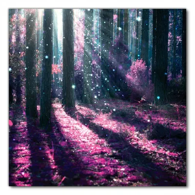 Produktbild von Wallario selbstklebende Möbelfolie/ Tischdecke für Innen und Außen, Größe: 70 x 70 cm - Fantasie im Wald - Pinke Blumen in der Sonne