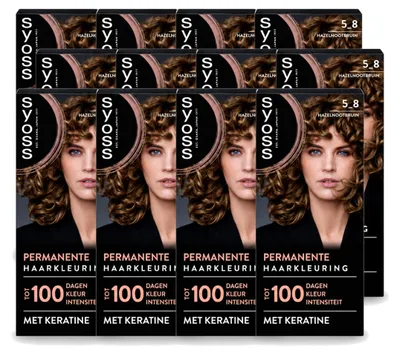 Productafbeelding van 12 x SYOSS Permanente Haarkleuring 5-8 Hazelnootbruin - Voordeelverpakking - 12 stuks