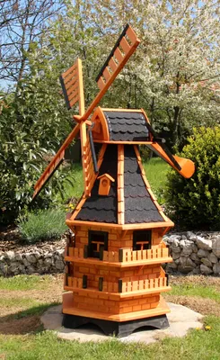 Image de Moulin à vent XXL 1,50 m avec solaire pour cour et jardin noir Type 21.1