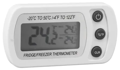 Image de Lot de 2 thermomètres numériques étanches pour réfrigérateur et congélateur, -20 à 50 °C, blanc