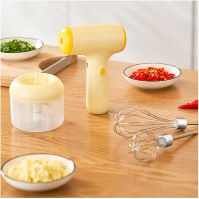 Produktbild von Elektrischer Mini Zerkleinerer Kabelloser Knoblauchzerkleinerer 250ml USB Küchenmaschine für Fleisch Gemüse Babynahrung