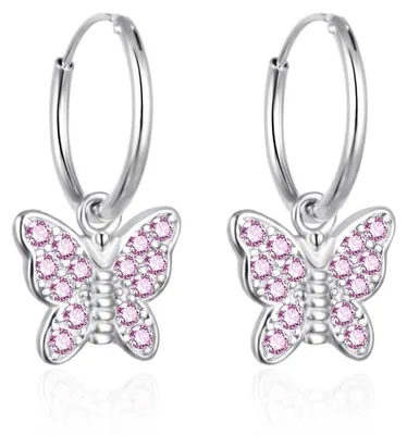 Produktbild von Mä dchen Silber Ohrringe 2 in 1 Schmetterling AGT-ED011KP