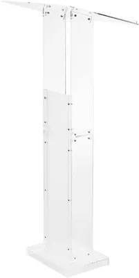Immagine prodotto di Scrivania con supporto per monitor in acrilico, dotata di vano contenitore integrato e piano scorrevole per laptop e tablet, lunghezza 1265 mm