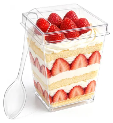 50er Set Dessertbecher 160 ml mit Deckel und Löffel