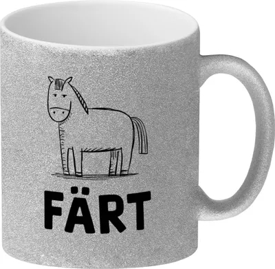 Produktbild von Färt Glitzer-Kaffeebecher mit Pferdeskizze