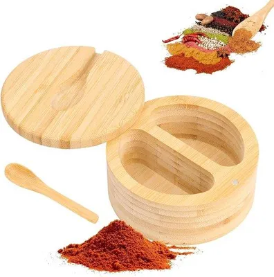 Obrázek produktu pro Magnetické otočné víčko s dřevěnou lžičkou, sady, kuchyňské bylinky, nádoby na koření