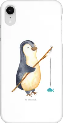 Produktbild von Mr. & Mrs. Panda Iphone XR Handyhülle Pinguin Angler - Weiß - Geschenk, Handy Case, Urlaub, Angel, Angelurlaub, Premium Kunststoff, Pinguine