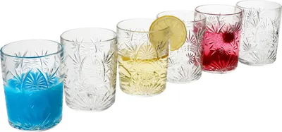 Produktbild von 6x Starla Whisky-Tumbler 280ml Cocktailglas transparent Relief Wasser-Gläser