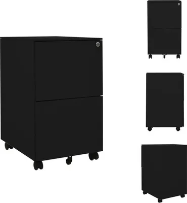 Produktbild von vidaXL Aktenschrank mit Rollen Schwarz 39x45x67 cm Stahl -  Aktenschränke