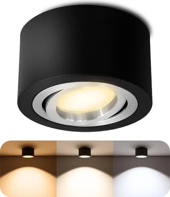 Produktbild von SSC-LUXon LANTI LED Aufbauspot schwarz dimmbar mit LumiFLEX Weißtönen warmweiß / neutralweiß / tageslichtweiß - Deckenstrahler 230V 6W